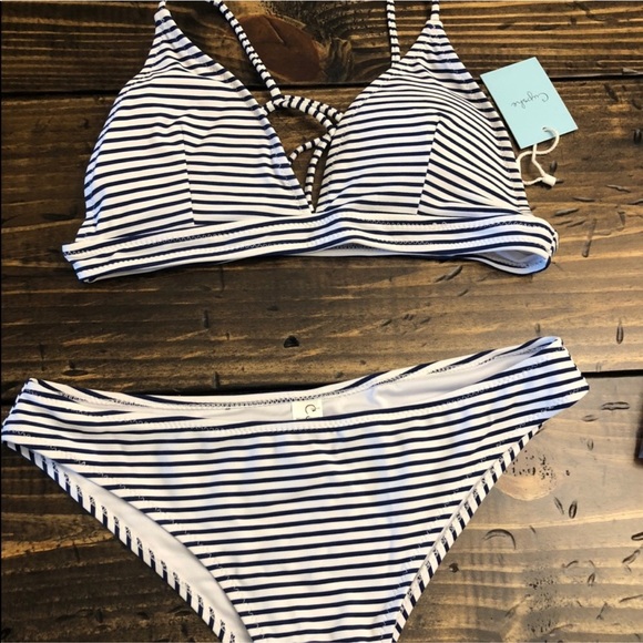 hit summer stripe bikini set